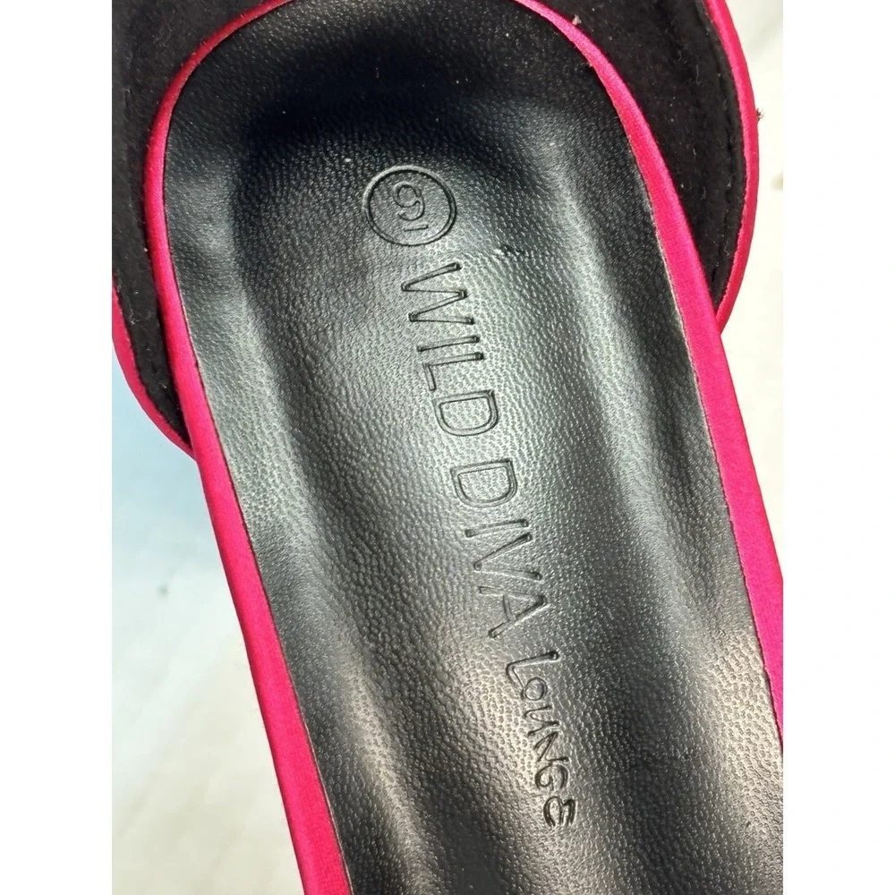 Wild Diva Lounge Platform Heels Pink Satin Mary Jane Chunky Block Womens 9